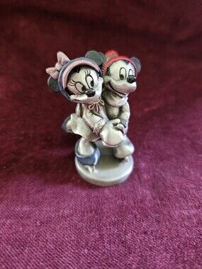 Vintage Hudson Fine Pewter 2" Mickey & Minnie Ice Skating Figure